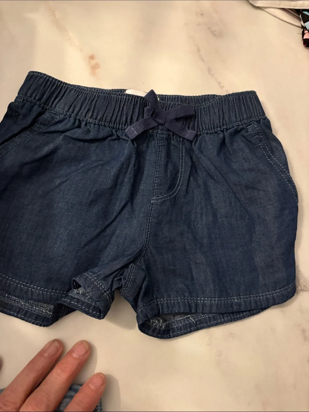 The Children's Place Girls' Denim Shorts Set - Light Blue & Navy